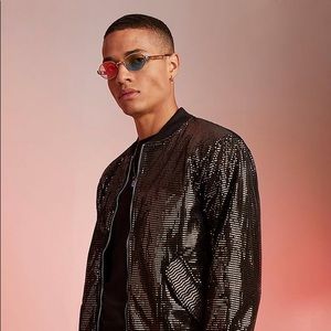 Velour Sequin Bomber Jacket